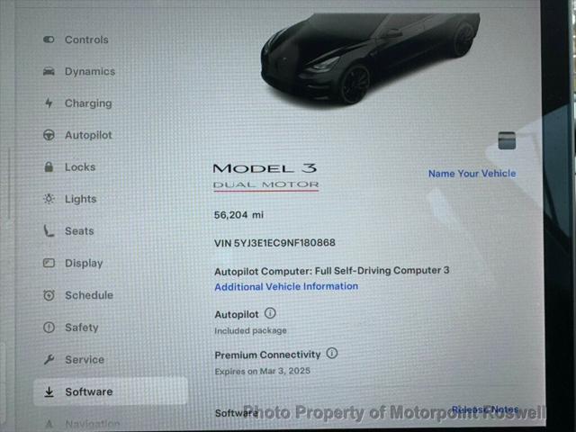 used 2022 Tesla Model 3 car, priced at $27,999