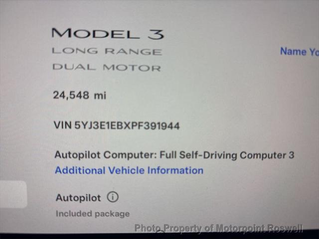 used 2023 Tesla Model 3 car, priced at $29,999