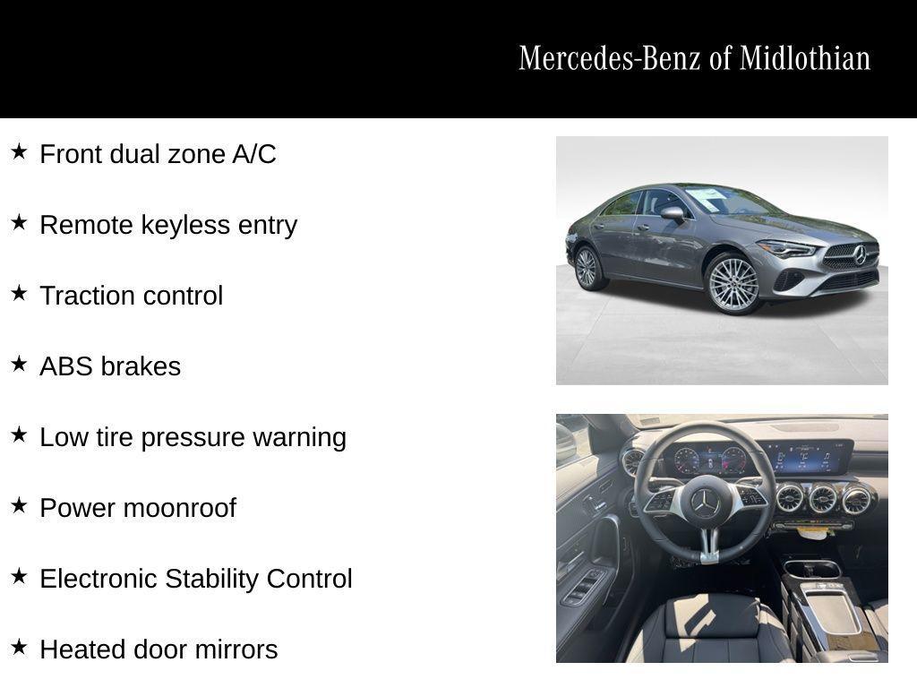 new 2025 Mercedes-Benz CLA 250 car, priced at $49,615