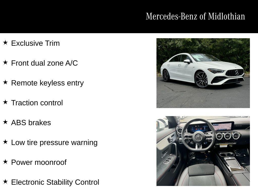 used 2025 Mercedes-Benz AMG CLA 35 car, priced at $53,500