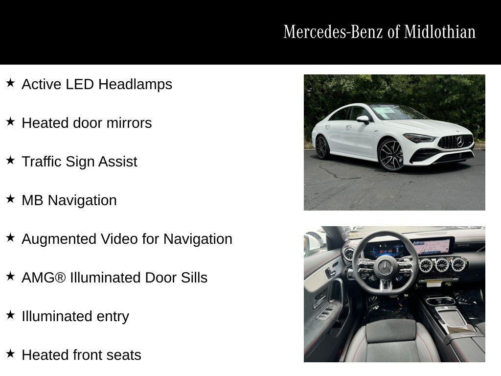 used 2025 Mercedes-Benz AMG CLA 35 car, priced at $56,000