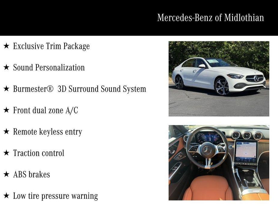 new 2025 Mercedes-Benz C-Class car, priced at $56,750