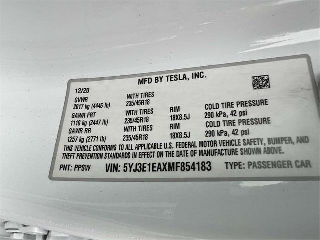 used 2021 Tesla Model 3 car, priced at $19,950