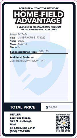 new 2025 Mazda Mazda3 car, priced at $28,570