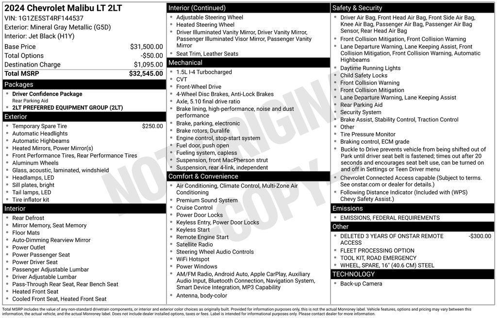 used 2024 Chevrolet Malibu car, priced at $22,000