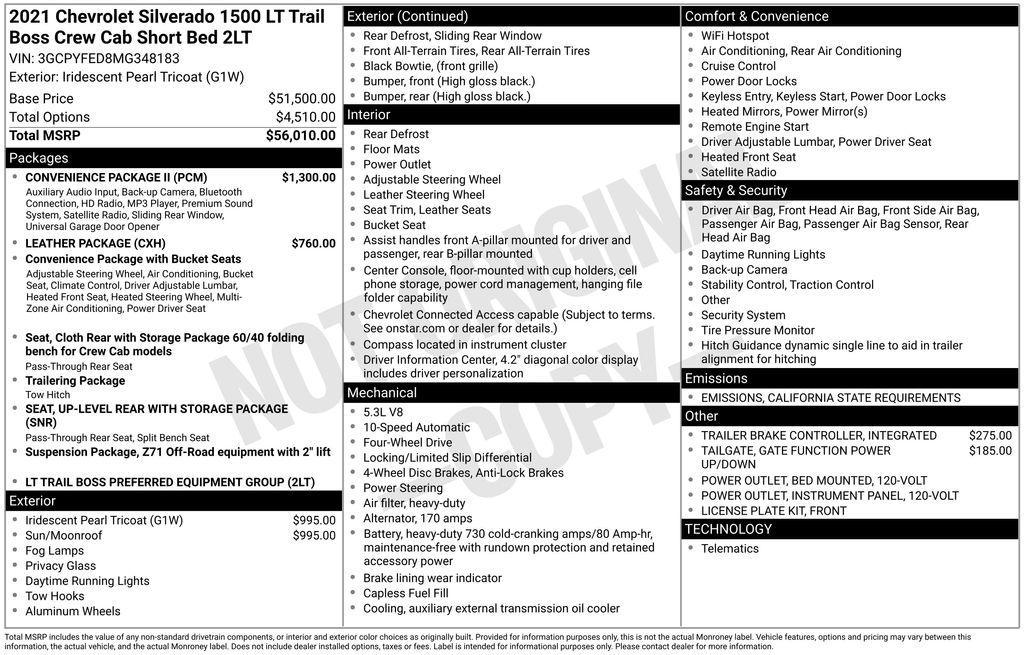 used 2021 Chevrolet Silverado 1500 car, priced at $38,500