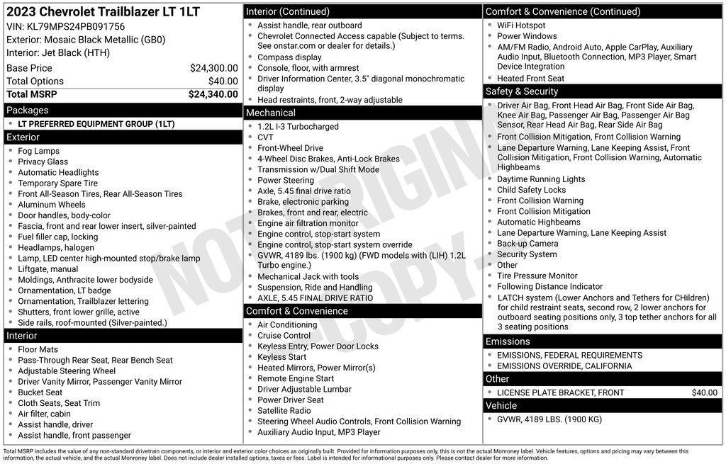 used 2023 Chevrolet TrailBlazer car, priced at $19,328
