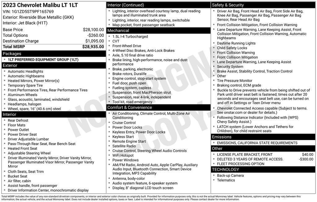 used 2023 Chevrolet Malibu car, priced at $16,500