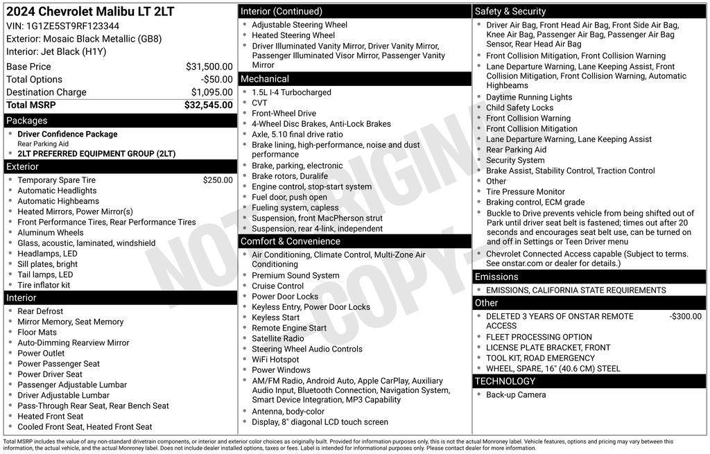 used 2024 Chevrolet Malibu car, priced at $22,000