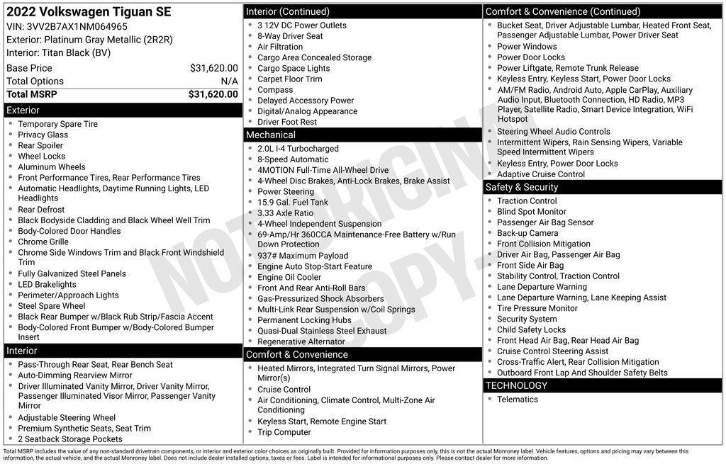 used 2022 Volkswagen Tiguan car, priced at $23,777