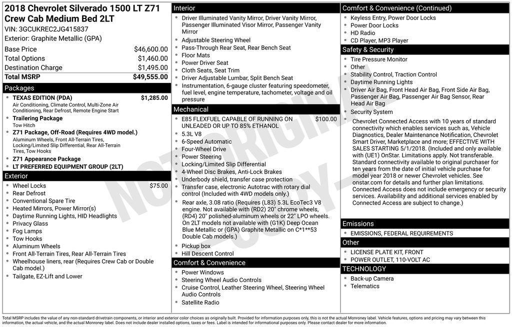 used 2018 Chevrolet Silverado 1500 car