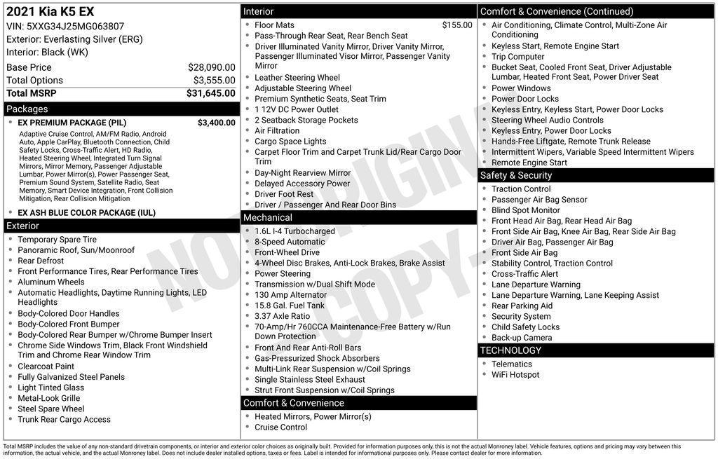 used 2021 Kia K5 car, priced at $23,779