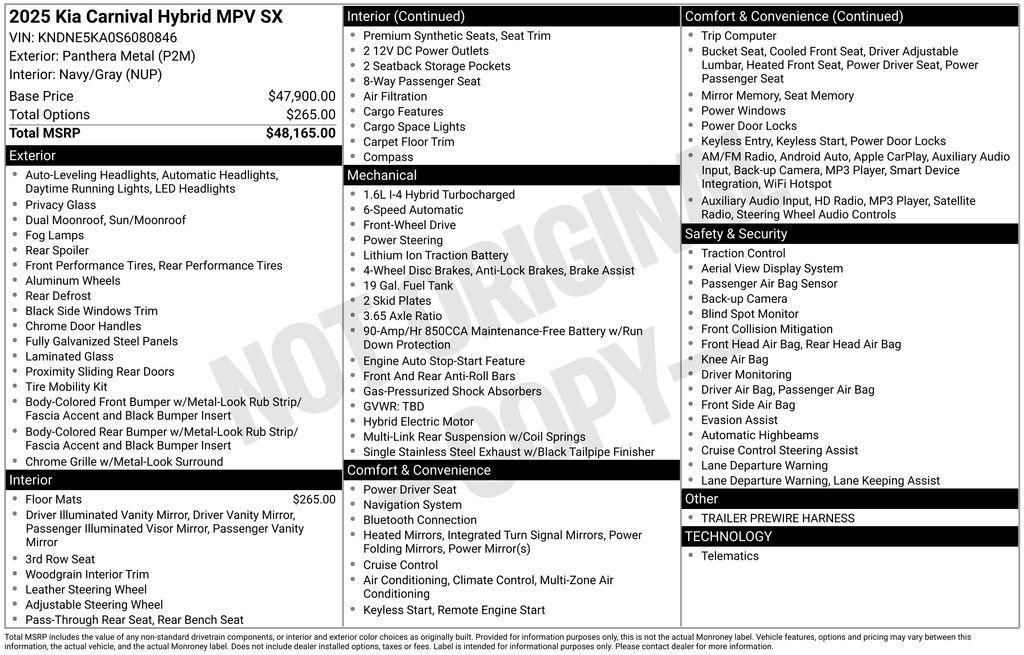 new 2025 Kia Carnival Hybrid car