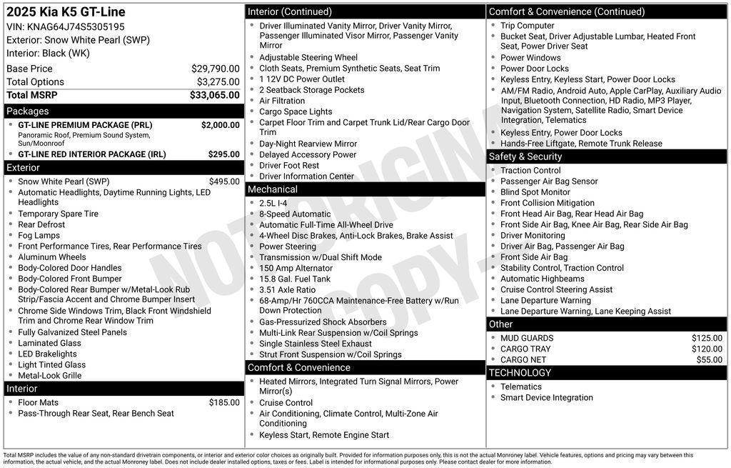 used 2025 Kia K5 car, priced at $26,799