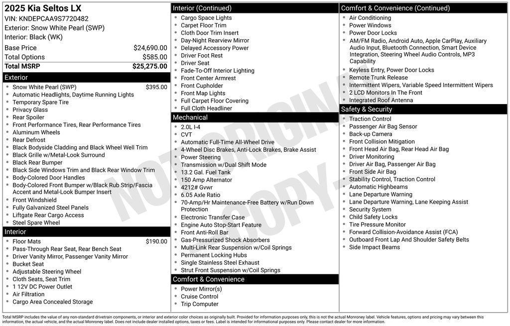 used 2025 Kia Seltos car, priced at $22,900