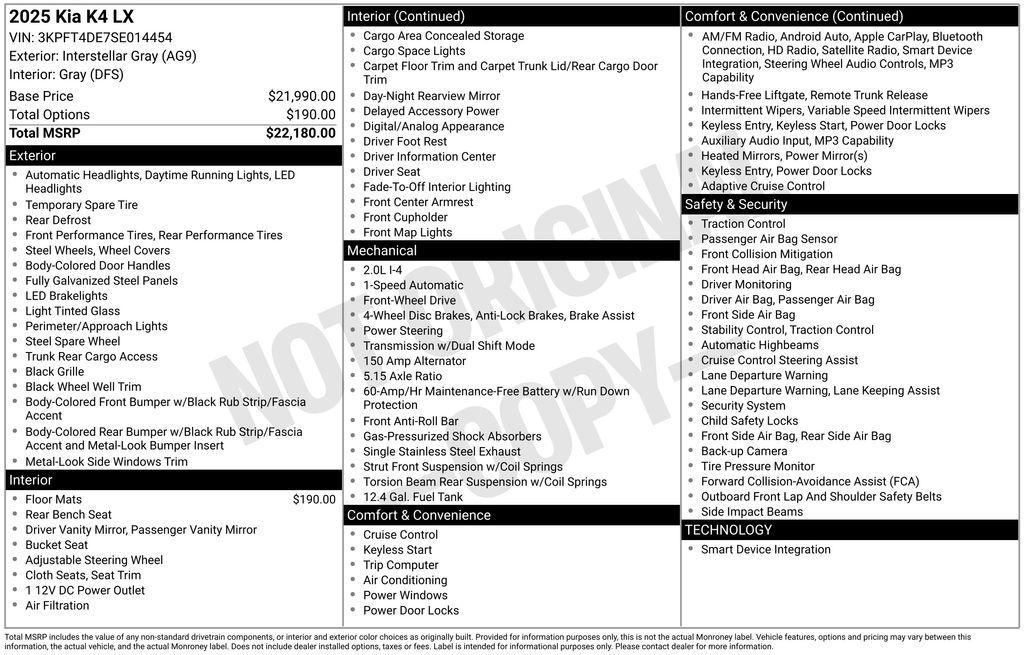 used 2025 Kia K4 car, priced at $20,550