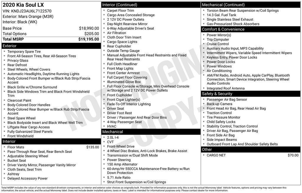 used 2020 Kia Soul car, priced at $13,325