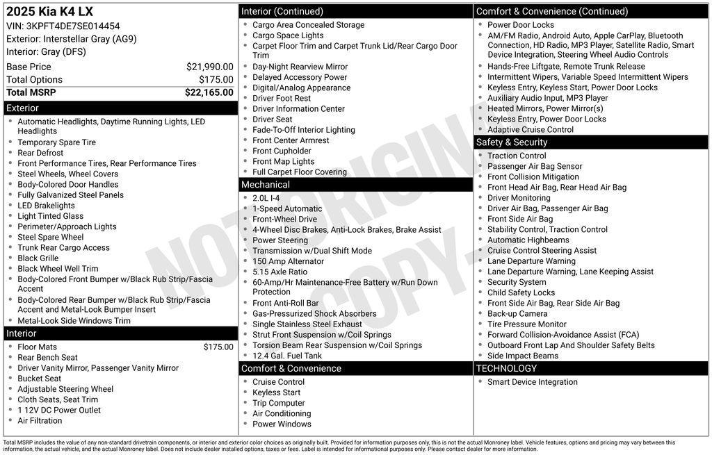used 2025 Kia K4 car, priced at $22,720