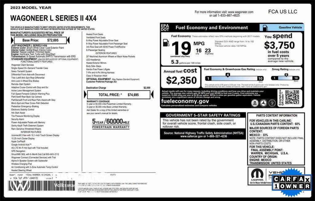 used 2023 Jeep Wagoneer L car, priced at $37,661