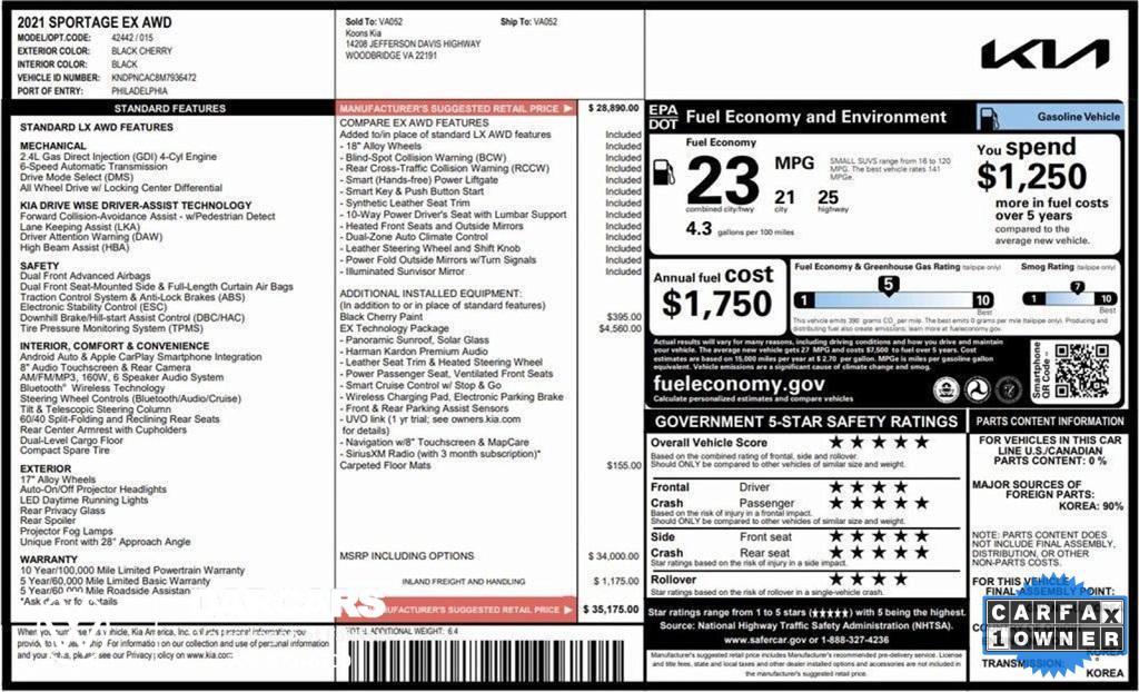 used 2021 Kia Sportage car, priced at $18,895