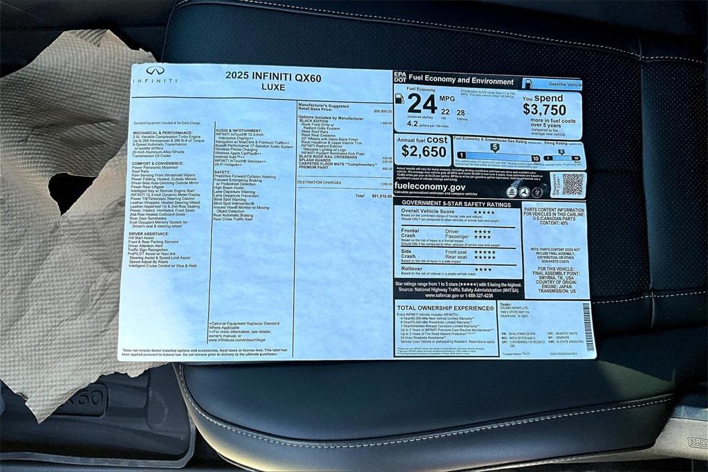 new 2025 INFINITI QX60 car, priced at $61,510