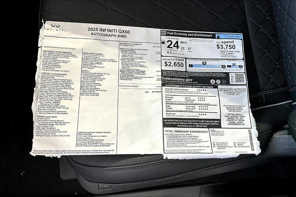 new 2025 INFINITI QX60 car, priced at $71,300