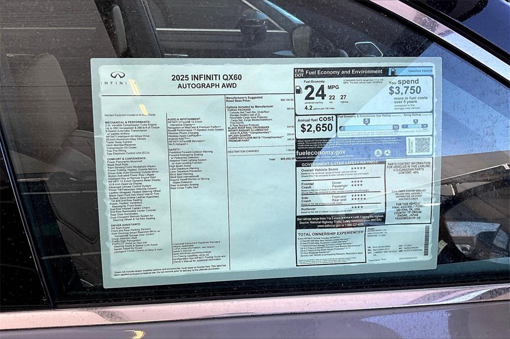 new 2025 INFINITI QX60 car, priced at $69,550