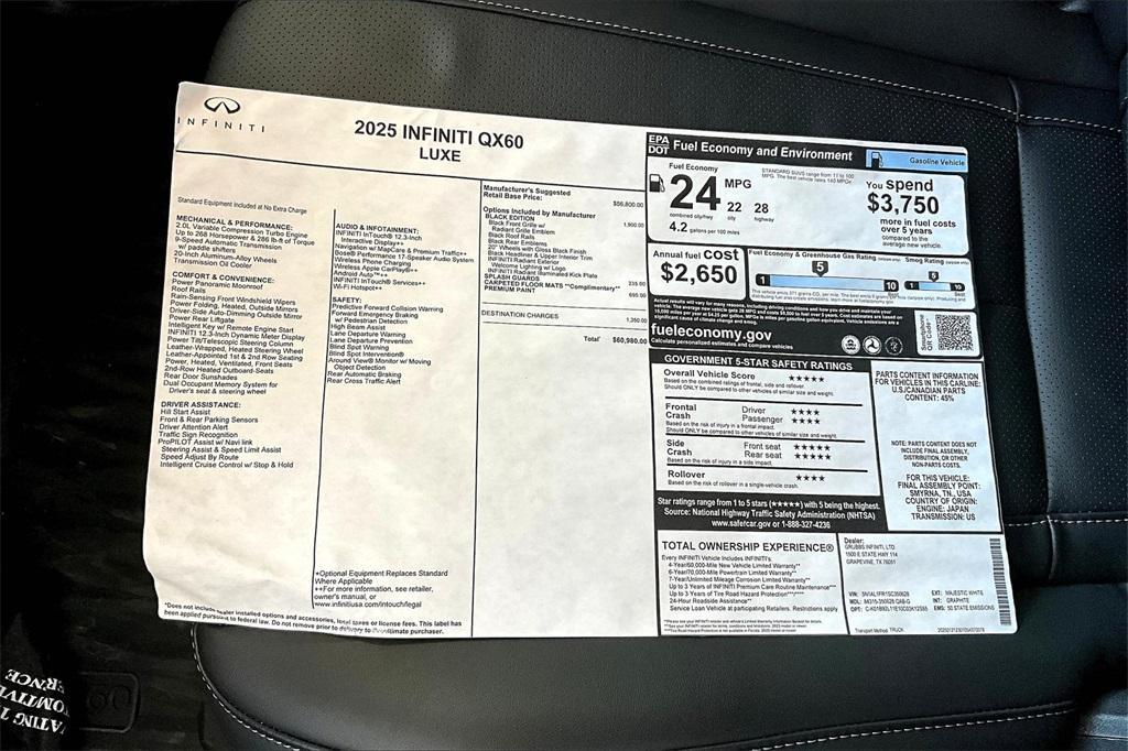 new 2025 INFINITI QX60 car, priced at $60,980