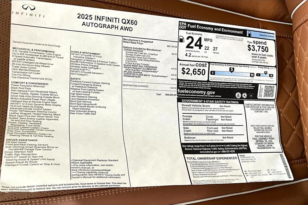 new 2025 INFINITI QX60 car, priced at $65,550