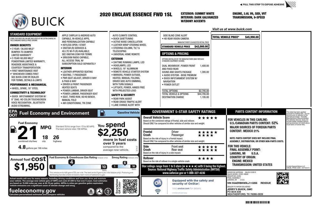 used 2020 Buick Enclave car, priced at $19,838