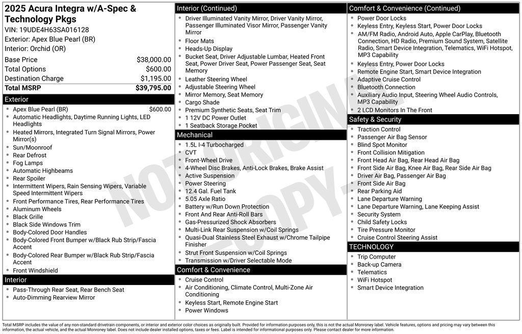 used 2025 Acura Integra car, priced at $34,234