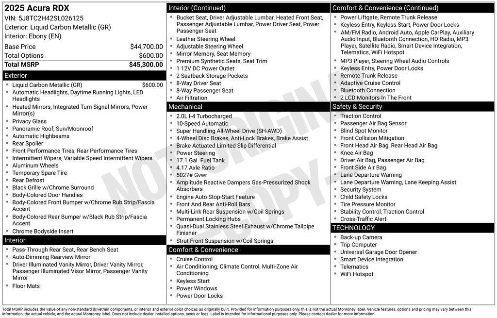 used 2025 Acura RDX car, priced at $41,126