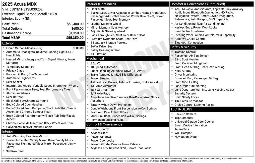 used 2025 Acura MDX car, priced at $48,618