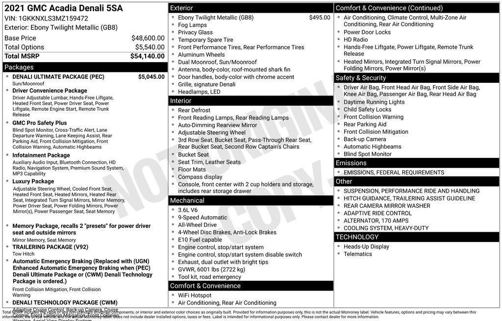 used 2021 GMC Acadia car, priced at $28,563