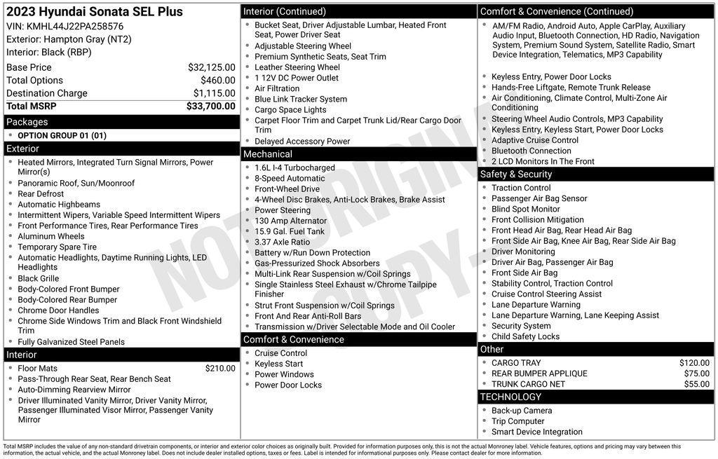 used 2023 Hyundai Sonata car, priced at $18,964