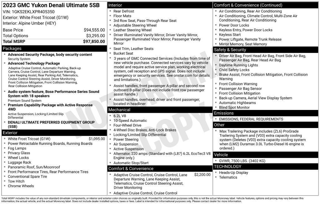used 2023 GMC Yukon car, priced at $80,990