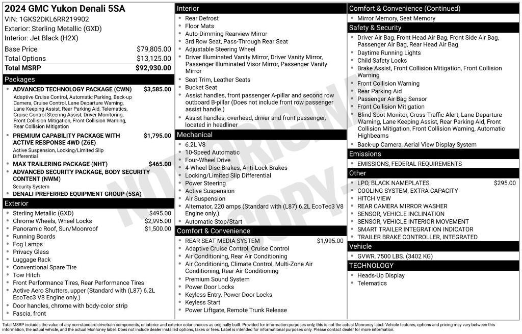 used 2024 GMC Yukon car, priced at $73,765