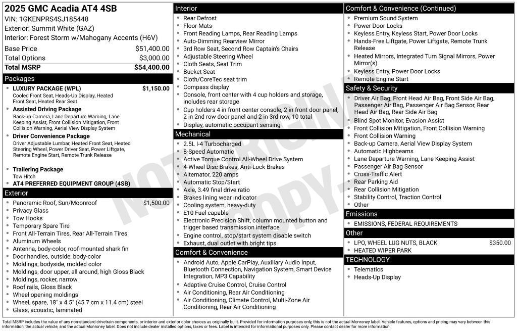 used 2025 GMC Acadia car, priced at $51,990