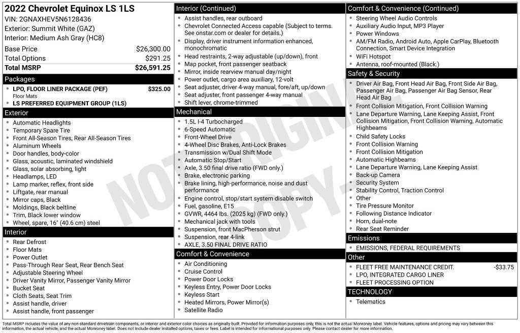 used 2022 Chevrolet Equinox car, priced at $19,500