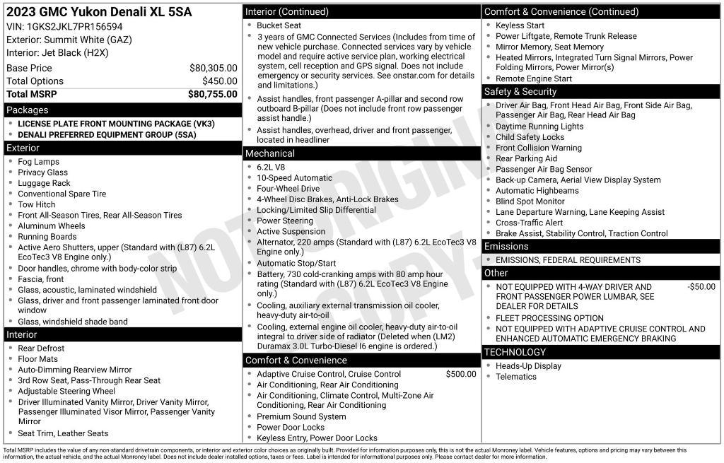 used 2023 GMC Yukon XL car, priced at $63,290