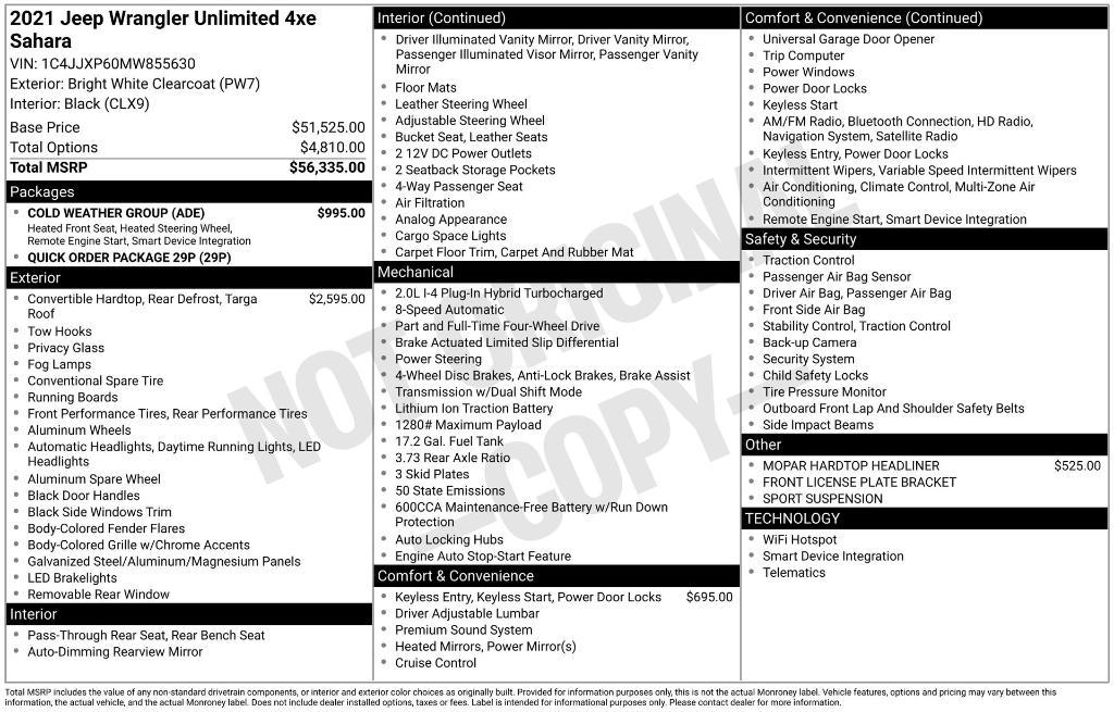 used 2021 Jeep Wrangler Unlimited 4xe car, priced at $31,990