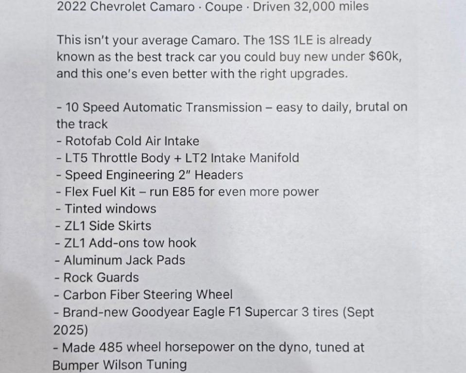 used 2022 Chevrolet Camaro car, priced at $43,999