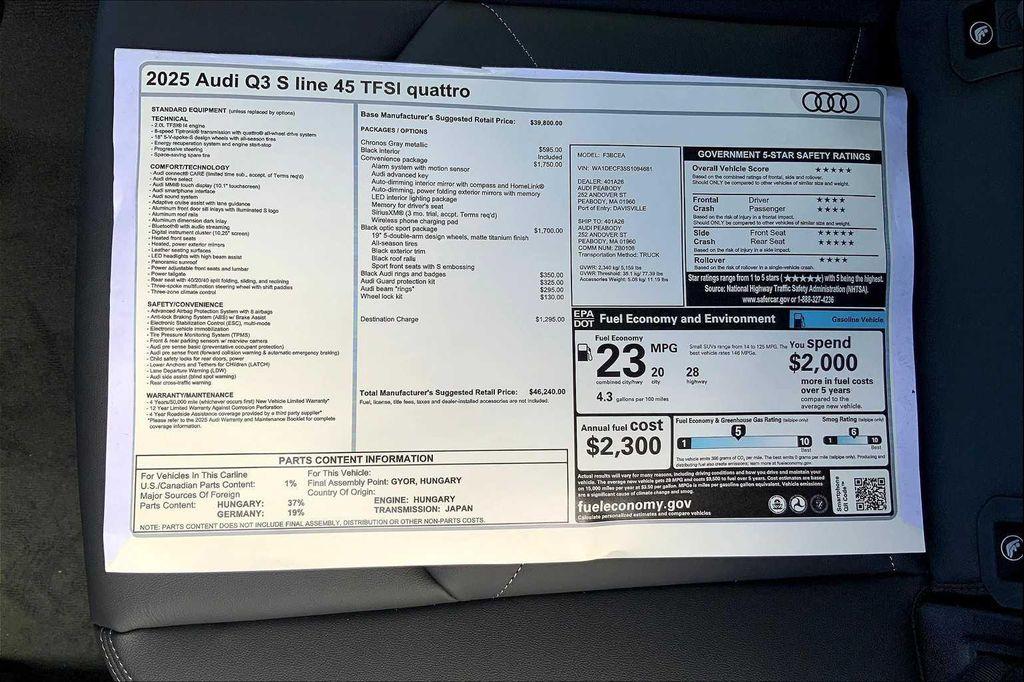 new 2025 Audi Q3 car, priced at $46,240