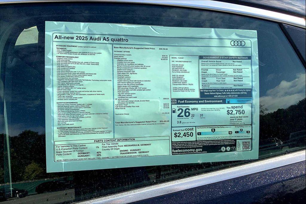 new 2025 Audi A5 car, priced at $59,480