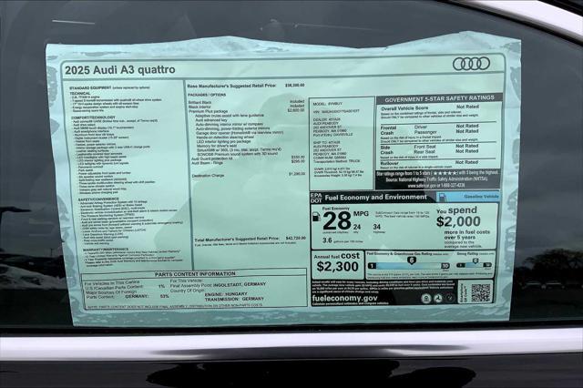 new 2025 Audi A3 car, priced at $42,720