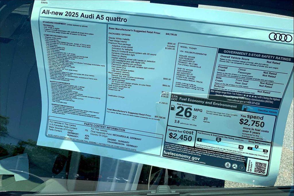 new 2025 Audi A5 car, priced at $57,705
