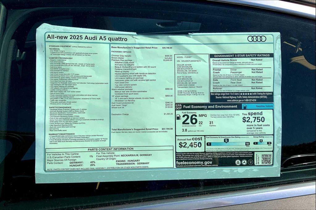 new 2025 Audi A5 car, priced at $57,705