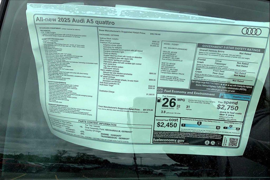 new 2025 Audi A5 car, priced at $57,575