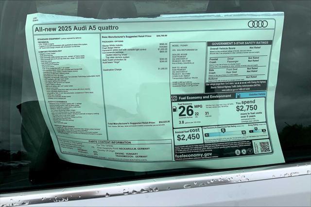 new 2025 Audi A5 car, priced at $54,025