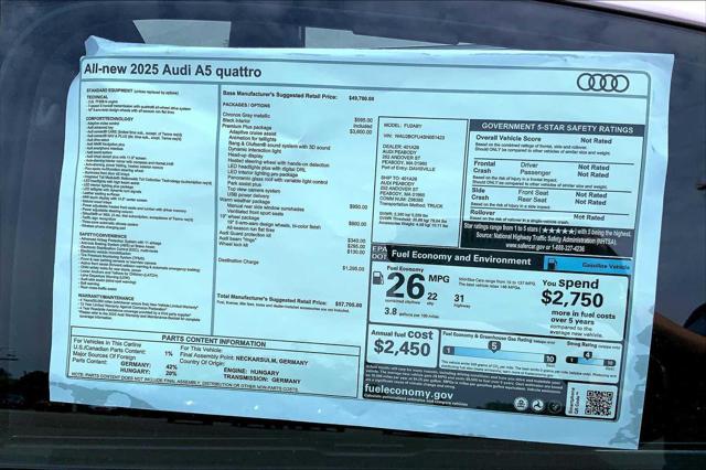 new 2025 Audi A5 car, priced at $57,705
